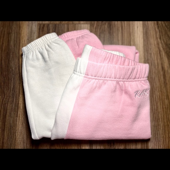 Pink & white colour block sweatpants - Picture 2 of 2